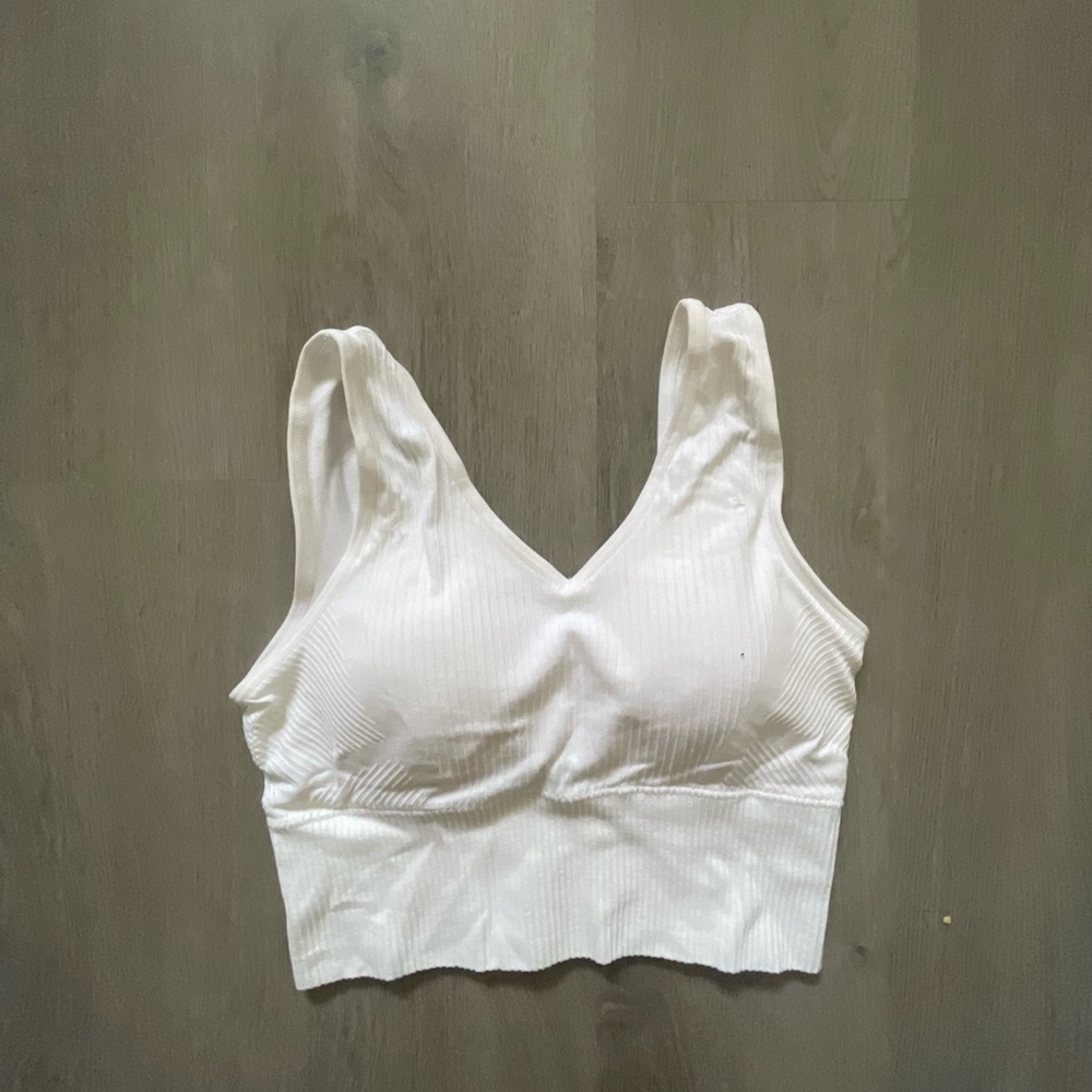 White Ribbed Crop Top
